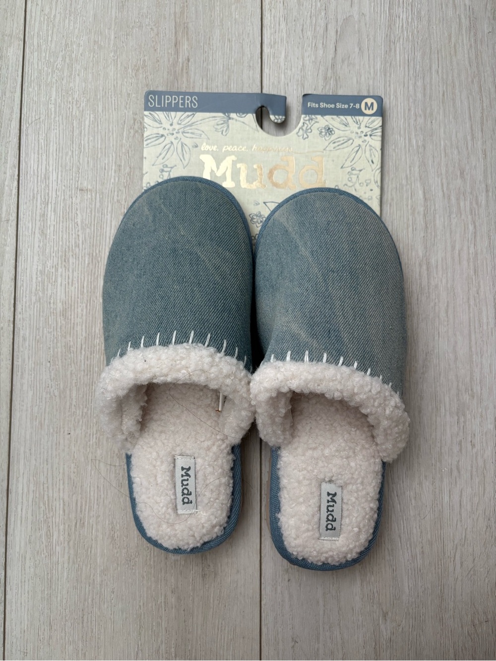 Mudd Blue Slip-On Sherpa-Lined Indoor Slippers